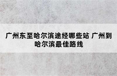 广州东至哈尔滨途经哪些站 广州到哈尔滨最佳路线